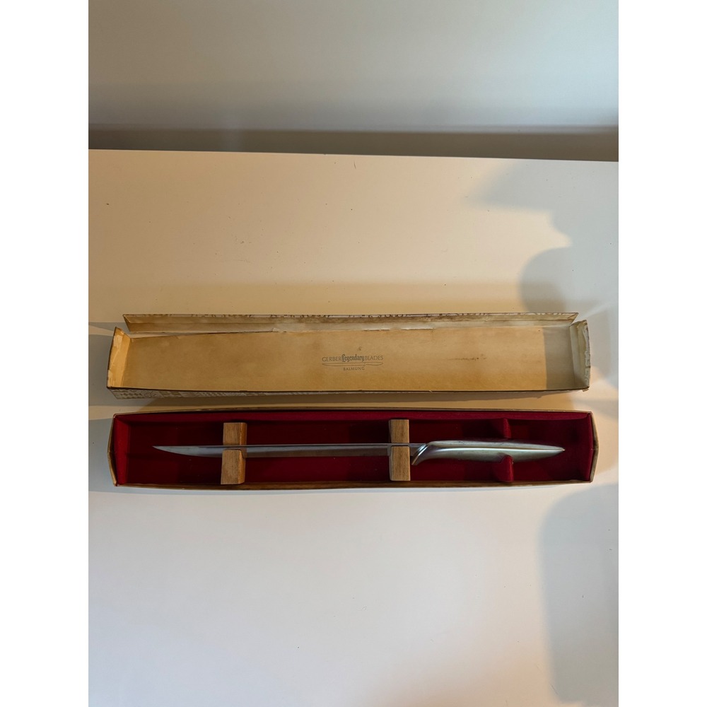 Vintage Gerber Legendary Blades Balmung Carving Knife with Original Box Chrome